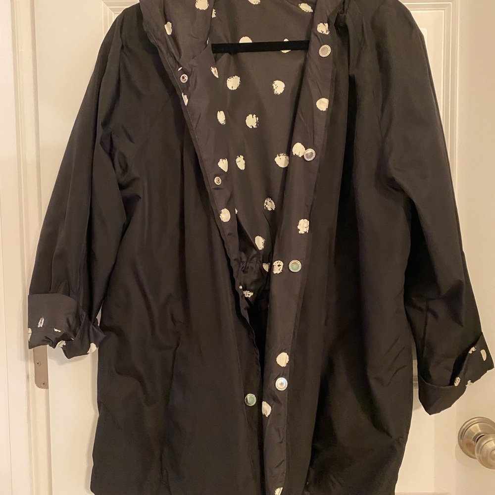 Stylish Reversible Black Polka Dot Women's Coat